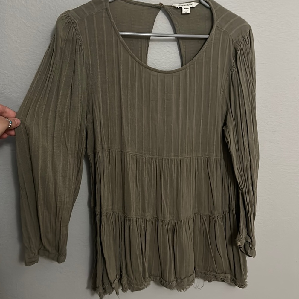 American eagle long sleeve open back top
